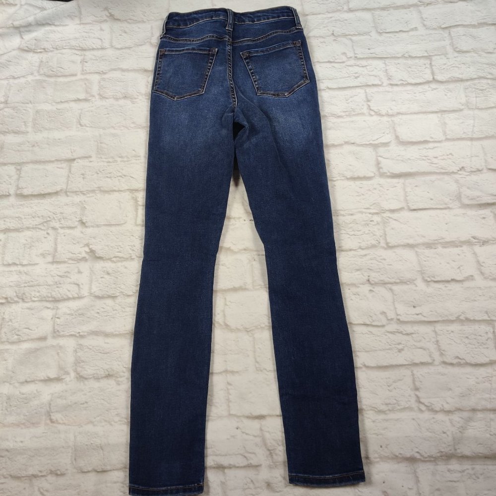 Forever 21 womens jeans high rise distressed rip skinny jeans blue denim sz 24 - Picture 2 of 7